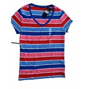 Tommy Hilfiger women's shirt V-neck striped new with tag